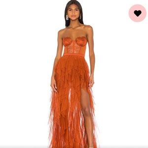 For love and lemons X Revolve Bustier Gown in RUST